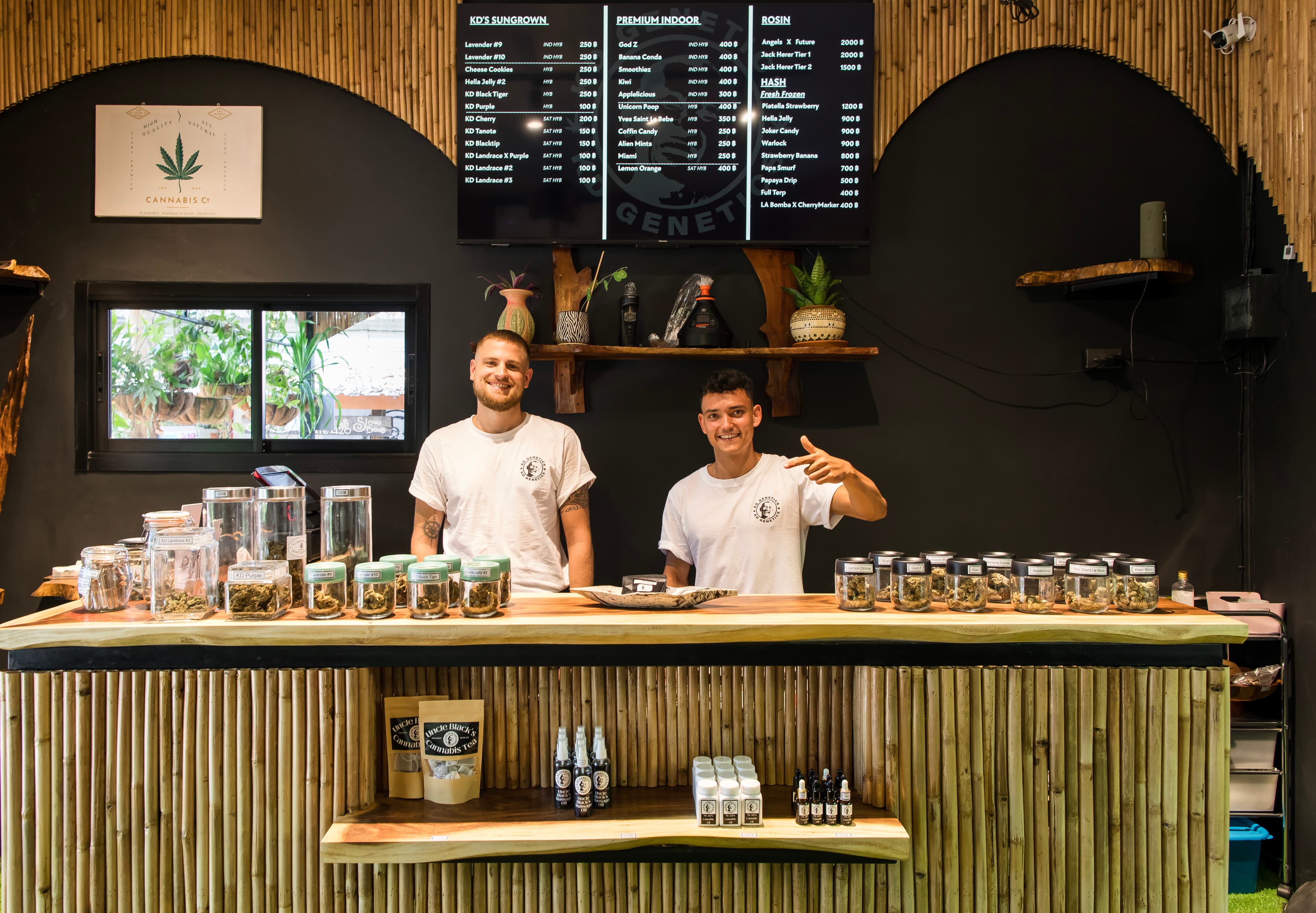 The KD team behind the bamboo bar