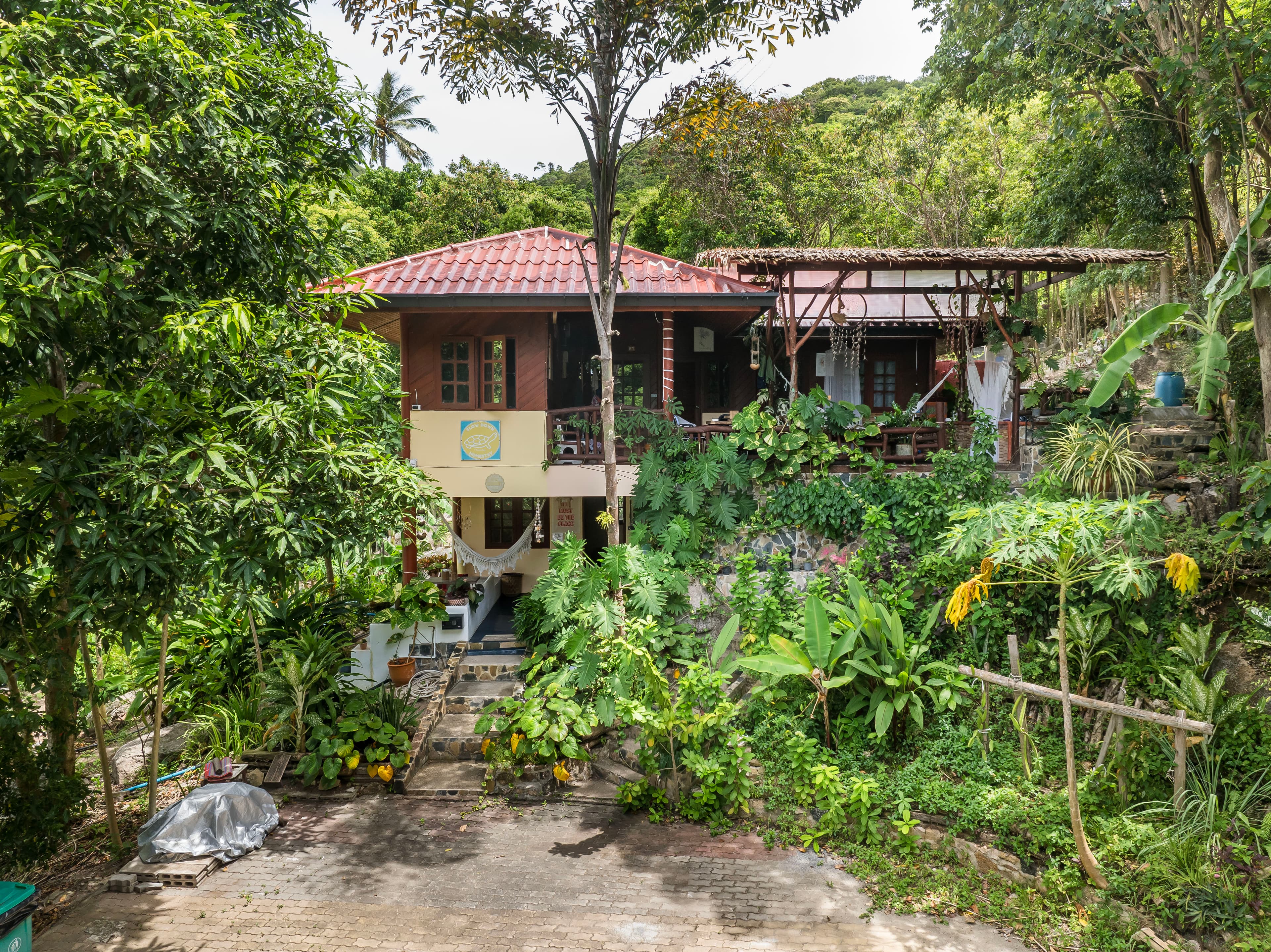 Aerial view of Slow Down Homestay in Tanote Bay